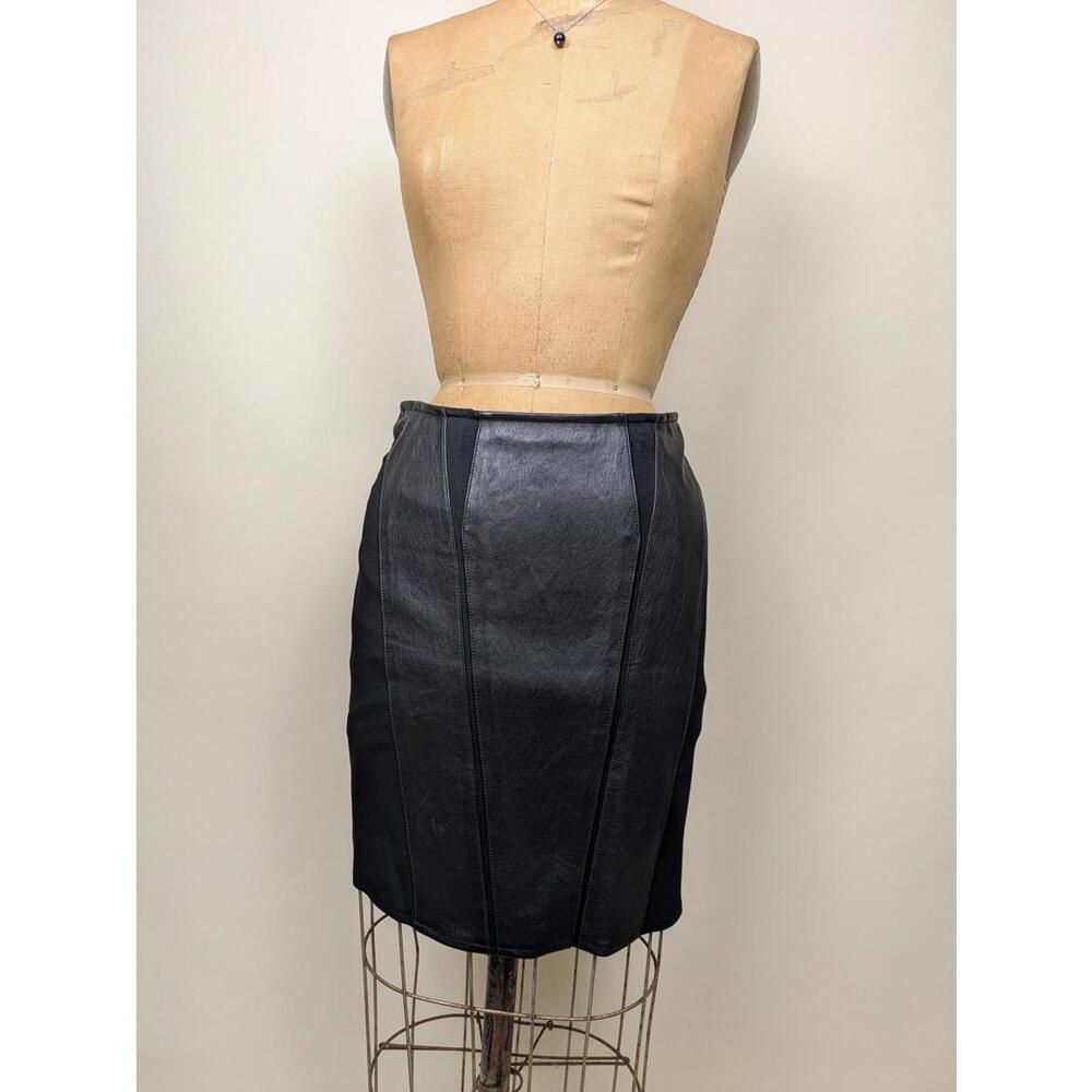 helmut lang black lambskin leather mini skirt